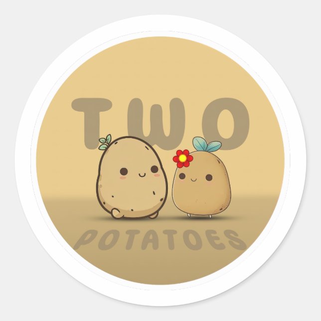 Zwei Kartoffeln Klassischer Rundaufkleber Runder Aufkleber (Vorderseite)