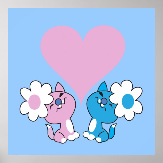 Zwei Kätzchen in Liebe Poster (Vorne)