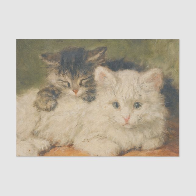 Zwei Kätzchen von Henriette Ronner Knip Seidenpapier (Vorderseite)