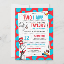 Zwei | Katze im Hut-Geburtstag-Einladung Einladung