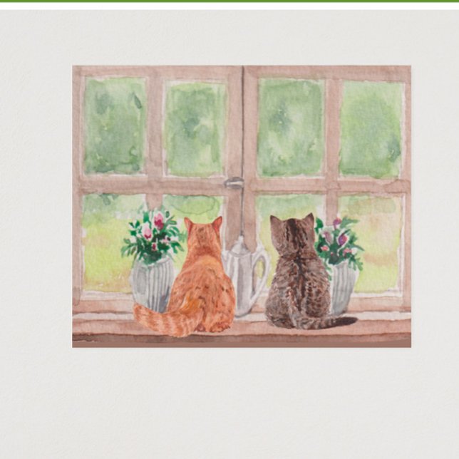 Zwei Katzen am Fenster Landschaftliche Blume Poster (Von Creator hochgeladen)