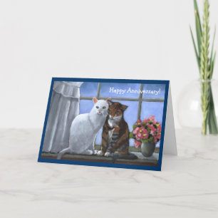 ZWEI KATZEN: Annniversary:  PASTELLkunst Karte