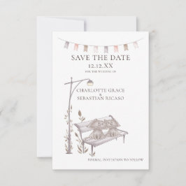 Zwei Katzen auf einem Tier Save the Date Hochzeit Ankündigung