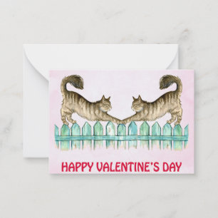 Zwei Katzen auf einem Zaun Valentinstagskarte Mitteilungskarte