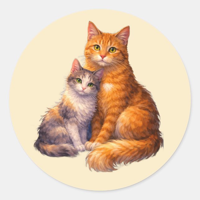 Zwei Katzen Aufkleber (Vorderseite)