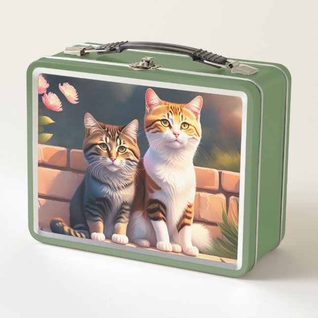 Zwei Katzen aus Metall Lunchbox (Vorderseite)