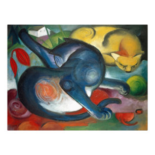 Zwei Katzen, blau und gelb (1912) von Franz Marc Fotodruck