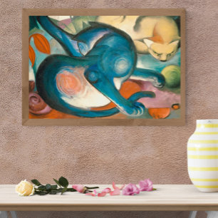 Zwei Katzen, Blau und Gelb (1912) von Franz Marc Leinwanddruck
