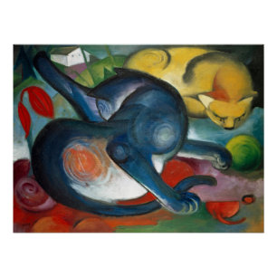 Zwei Katzen, blau und gelb (1912) von Franz Marc Poster