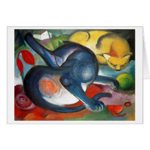 Zwei Katzen, blau und gelb, Franz Marc