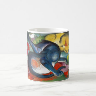 Zwei Katzen, blau und gelb, Franz Marc Kaffeetasse