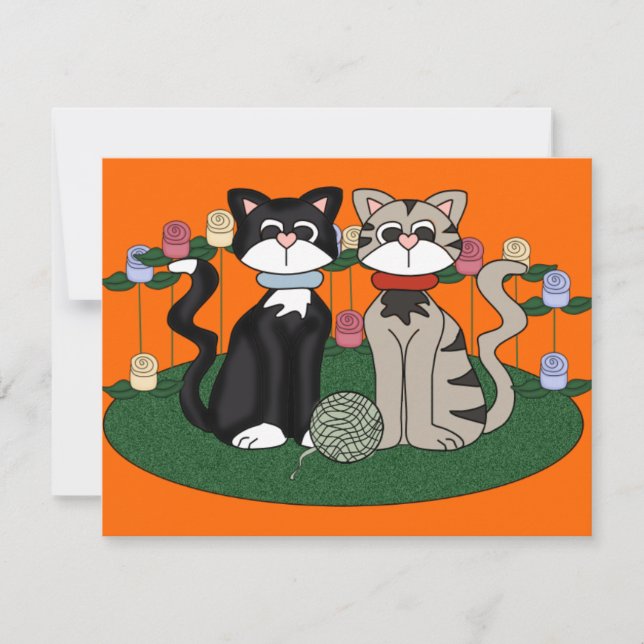 Zwei Katzen Geburtstagsparty (Vorderseite)