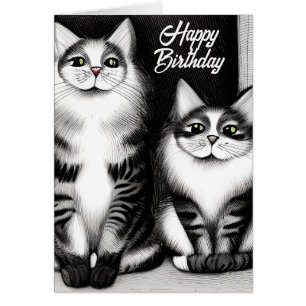 Zwei Katzen Happy Birthday Grußkarte