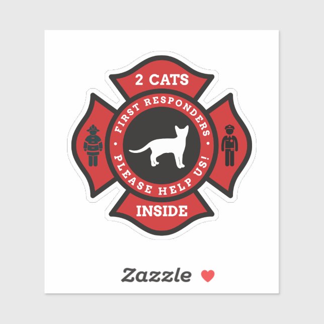 Zwei Katzen im Inside Pet Alert für das Feuerminis Aufkleber (Blatt)
