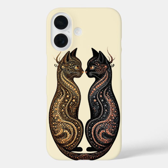 Zwei Katzen im lebendigen künstlerischen Design Case-Mate iPhone Hülle (Rückseite)
