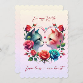 Zwei Katzen in einer Herz-Ehefrau Valentinstag Feiertagskarte