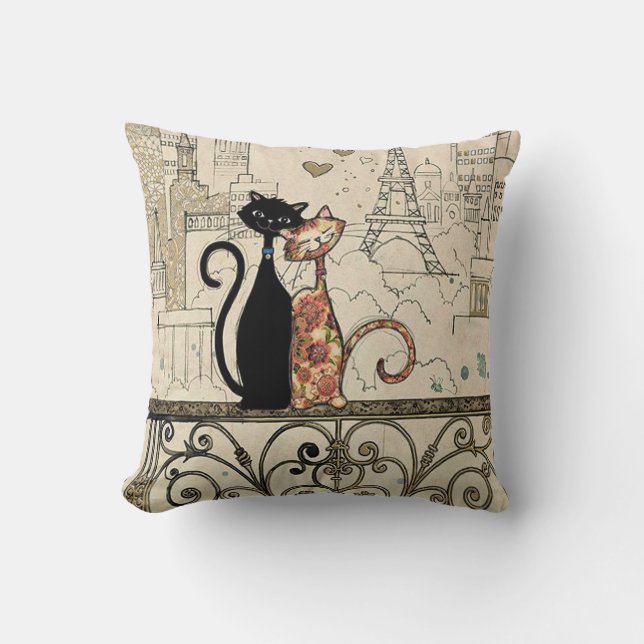 Zwei Katzen in Liebe Kissen (Vorderseite)