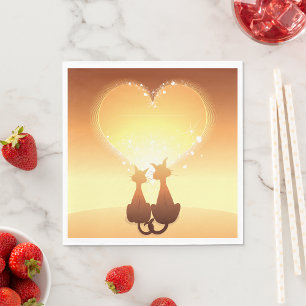 Zwei Katzen in Liebe Papier Napkins Serviette