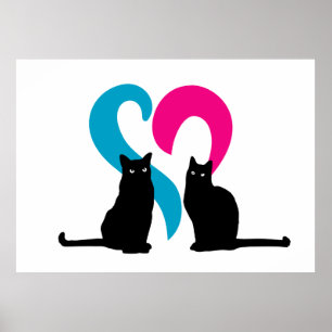 Zwei Katzen in Liebe Poster