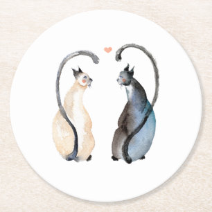 Zwei Katzen in Liebe Runder Pappuntersetzer
