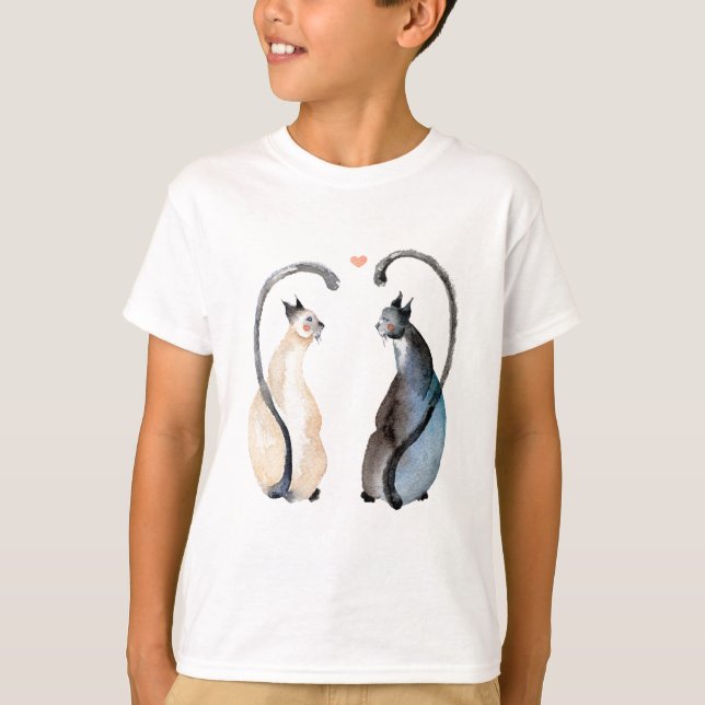 Zwei Katzen in Liebe T-Shirt (Vorderseite)