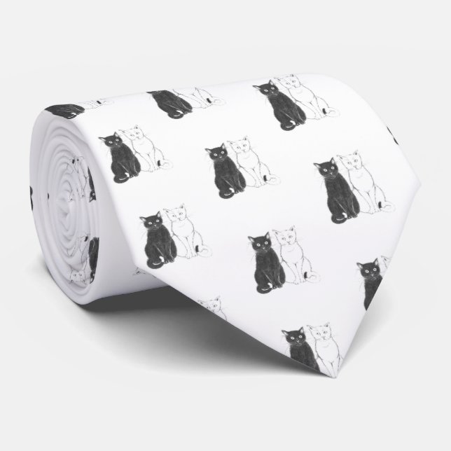 Zwei Katzen Krawatte (Gerollt)