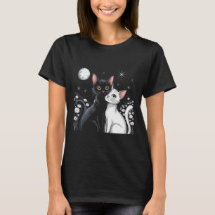 Zwei Katzen Paar Mond Liebe Umarmen Valentinstag K T-Shirt
