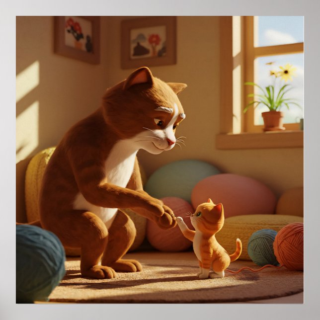 Zwei Katzen-Plakat Poster (Vorne)