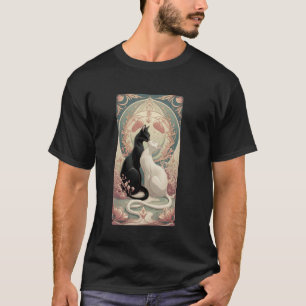 Zwei Katzen Schwarz und Weiß und Liebe Vintage T-Shirt