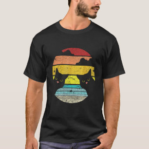 Zwei Katzen starren Vintage-Sonnenuntergang Retro- T-Shirt