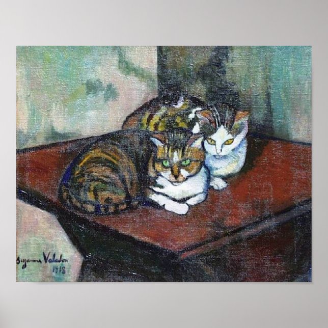 Zwei Katzen, Suzanne Valadon Poster (Vorne)