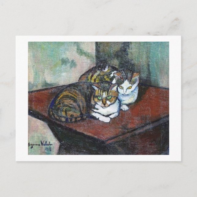 Zwei Katzen, Suzanne Valadon Postkarte (Vorderseite)