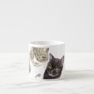 Zwei Katzen - Tabby und Tortie Espressotasse