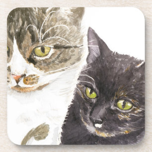 Zwei Katzen - Tabby und Tortie Getränkeuntersetzer