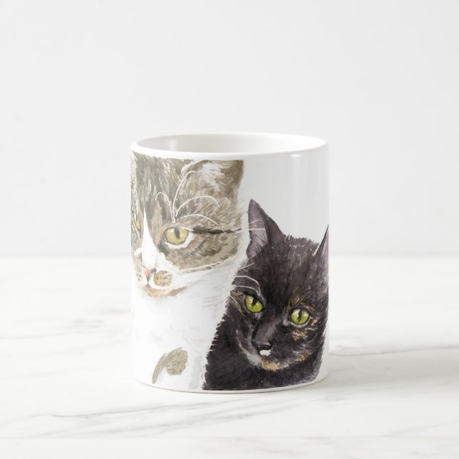 Zwei Katzen - Tabby und Tortie Kaffeetasse (Mittel)