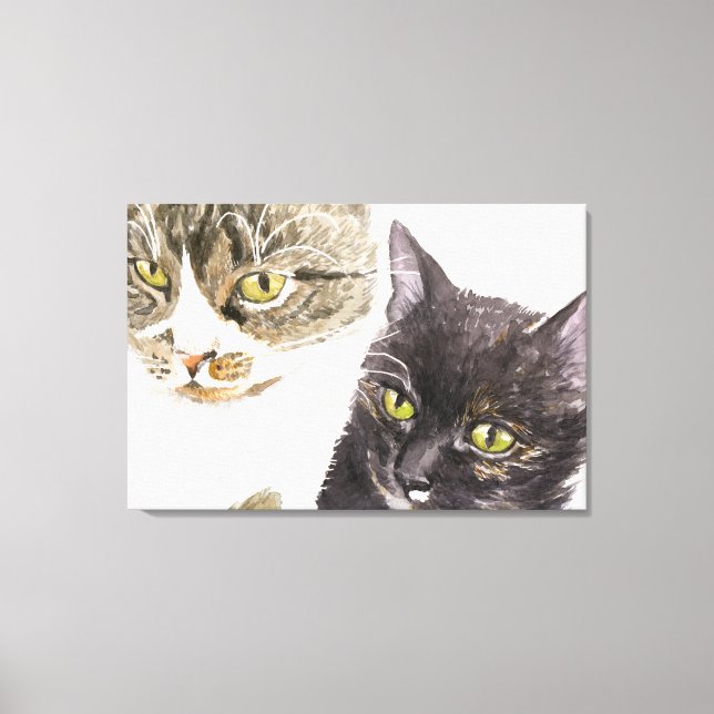 Zwei Katzen - Tabby und Tortie Leinwanddruck (Vorderseite)
