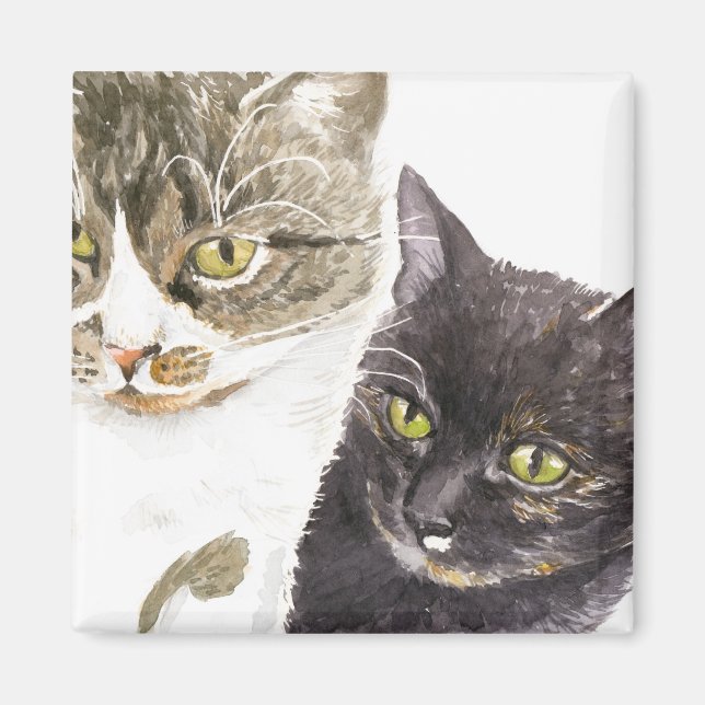 Zwei Katzen - Tabby und Tortie Magnet (Vorne)