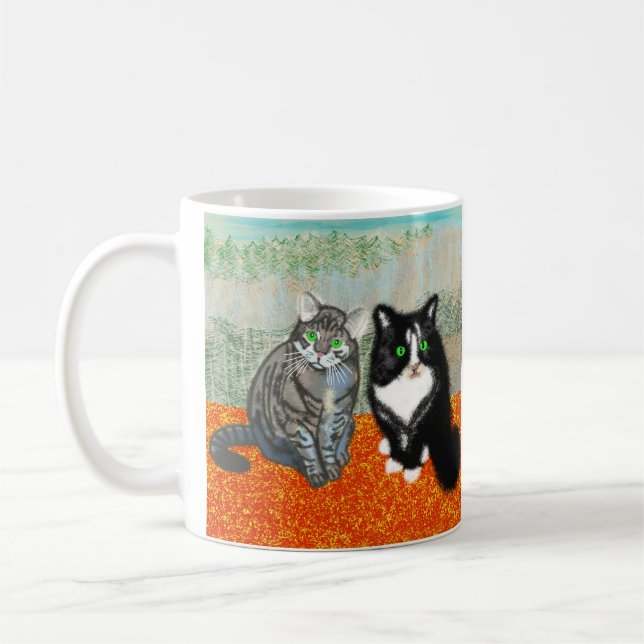 Zwei Katzen teilen Ihre Kaffeepause Kaffeetasse (Links)