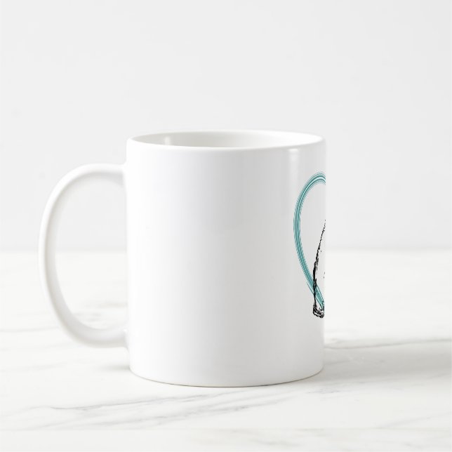 Zwei Katzen umarmen sich Kaffeetasse (Links)