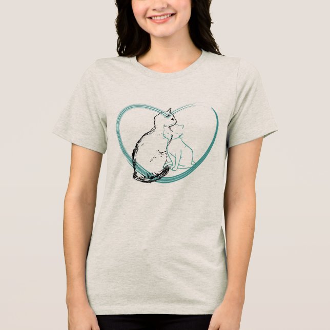 Zwei Katzen umarmen sich Tri-Blend Shirt (Vorderseite)