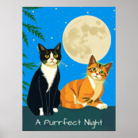 Zwei Katzen unter Vollmond
