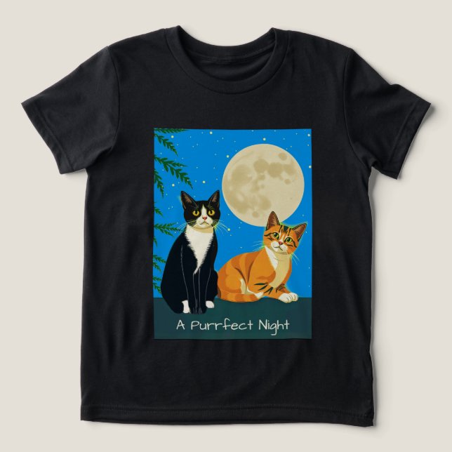 Zwei Katzen unter Vollmond Tri-Blend Shirt (Design Vorderseite)