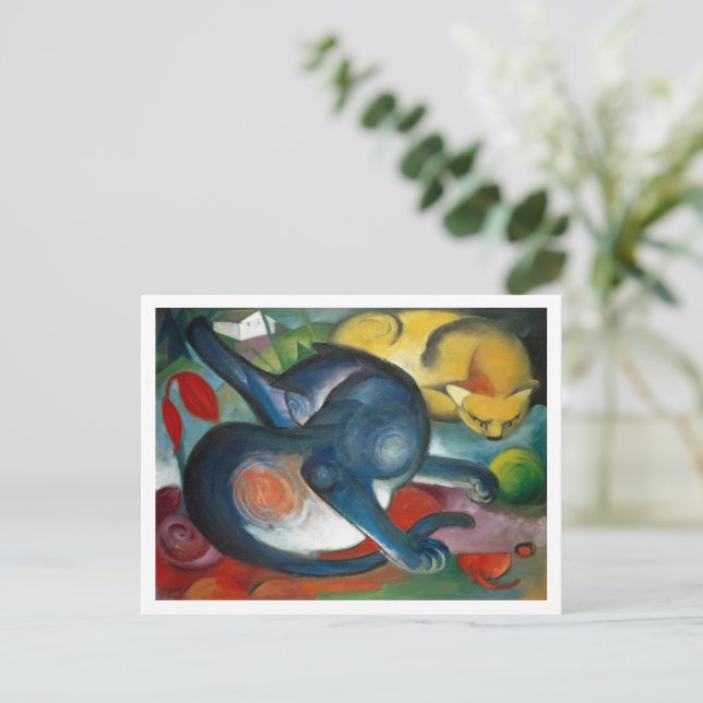 Zwei Katzen von Franz Marc Postkarte (Stehend Vorderseite)