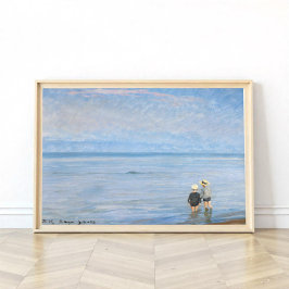 Zwei Kinder paddeln am Skagen Beach, PS Kroyer Poster