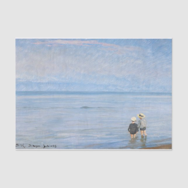 Zwei Kinder paddeln am Skagen Beach, PS Kroyer Seidenpapier (Vorderseite)