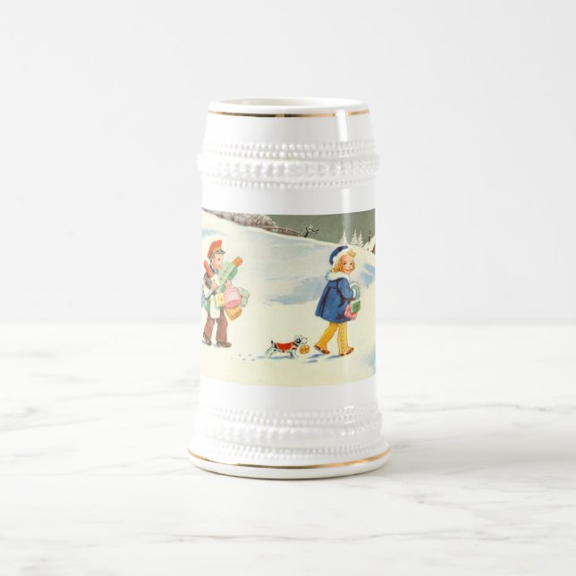 Zwei Kinder und ein Hund Bierglas (Mittel)