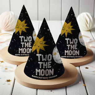 Zwei Kinder zum Mond Geburtstagsfeier Partyhütchen