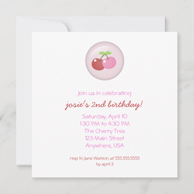 Zwei Kirschen Einladung (Vorderseite)