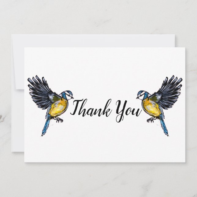 Zwei kleine blaue Vögel Dankeskarte (Vorderseite)