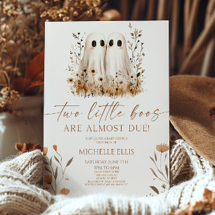 Zwei kleine Boos Ghost Wildblume Twins Baby Dusche Einladung